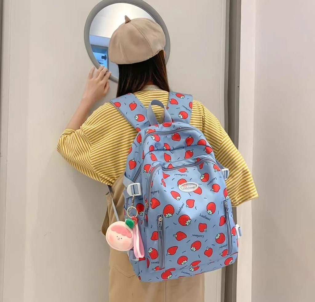 Luofanni Strawberry Print Backpack