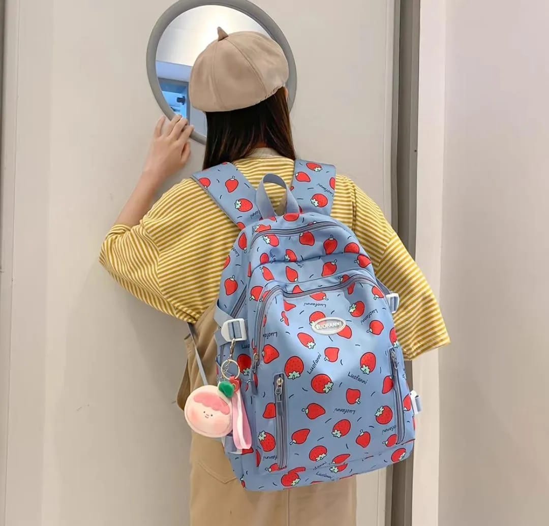 Luofanni Strawberry Print Backpack